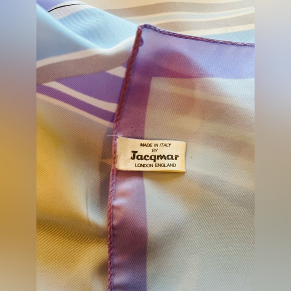 JACQMAR LONDON Abstract Floral Scarf Blue Purple Made In Italy - Picture 3 of 16